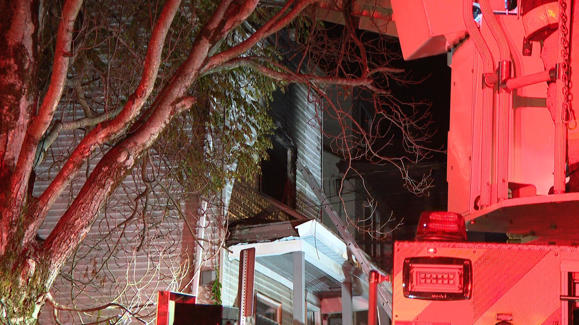 Firefighters respond to arson at a home under construction in Pittsburgh's Marshall-Shadeland neighborhood.