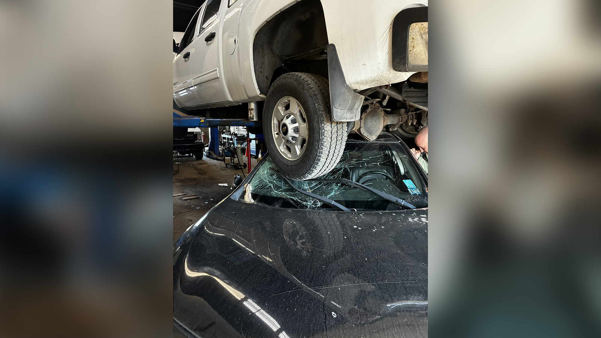 Car crashes into City of Pittsburgh garage, ends up under hoist — Fox Chapel Health news